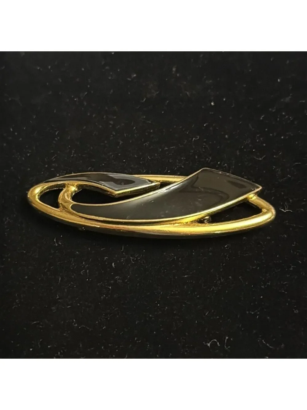 Trifari black enamel